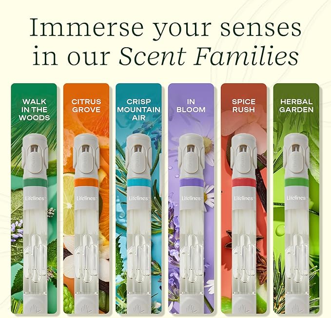 Lifelines Pen Diffuser Set, 2-Pack (Crisp Mountain Air) - 1mm Black Ballpoint Pens with Scented Essential Oil Blends – Aromatherapy Diffuser & Sensory Immersion Diffuse Aroma