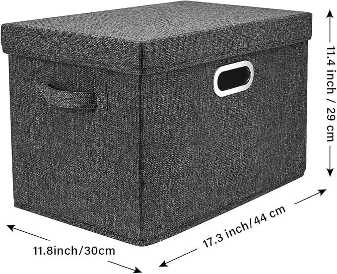 TYEERS Large Collapsible Storage Bins with Lids, Organization Bins for Closet Storage, Clothes Storage, Folding Storage Box with Lids for Home Office Storage - 3 Pack - Black