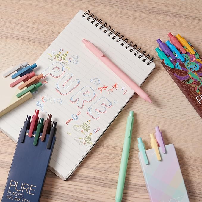 Kaco Gel Pens 20 Assorted Color Ink 0.5mm Fine Point, Cute Stationery Journaling Note Taking Pens Retractable Office Supplies