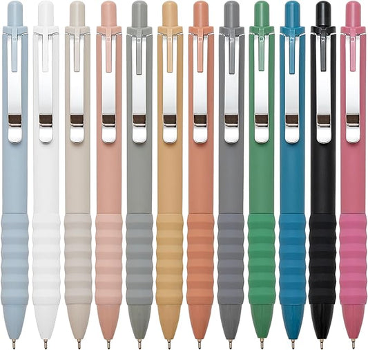 Ballpoint Pens Black Ink Ball Point Pen with Super Soft Grip Medium Point 1.0mm Office Pens (Silver 12-count)