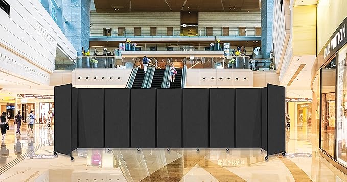 Versare Room Divider 360 Portable Wall Partition | Folding Panels | Large Freestanding Divider | Locking Wheels | Temporary Room Separator