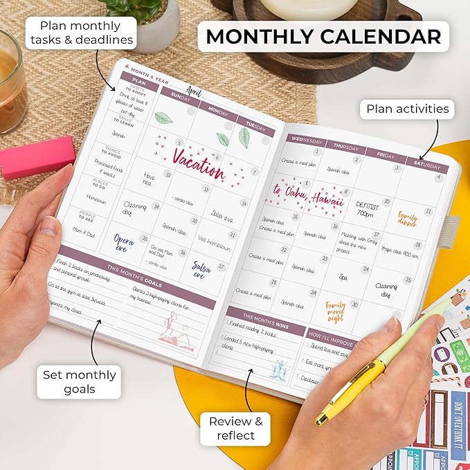 Clever Fox Planner 2nd Edition – Colorful Weekly & Monthly Goal Planner, Time Management & Productivity Organizer, Undated, A5 (Seashell)