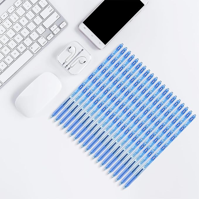 Aozora Gel Pens Fine Point Smooth Writing Pens Retractable Pens 0.5mm Quick Dry Office School Supplies (Blue-100pack)