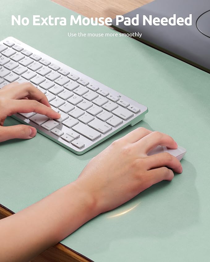 YSAGi Leather Desk Protector, Office Mat, Large Mouse Mat, Non-Slip PU Leather Blotter, Laptop Pad, Waterproof Writing Pad for Office and Home (Pale Green, 31.5" x 15.8")