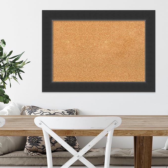 Amanti Art Natural Cork Board for Wall, 21x29 Vision Board with Black Wood Frame, Medium Corkboard Office Decor for Home Organization, Modern Corkboard Pinboard to Display Items for Home Organization