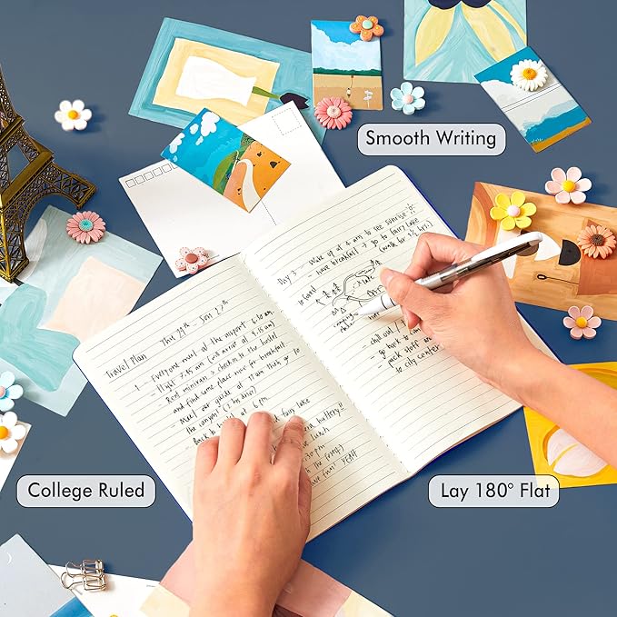 8 Pack Soft Cover Journal Bulk, Feela Notebooks College Ruled for Work, Lined Travel Journal for Women Men, Note Taking Notebook School Supplies Business Writing, 8.2” x 5.5”, A5, Navy