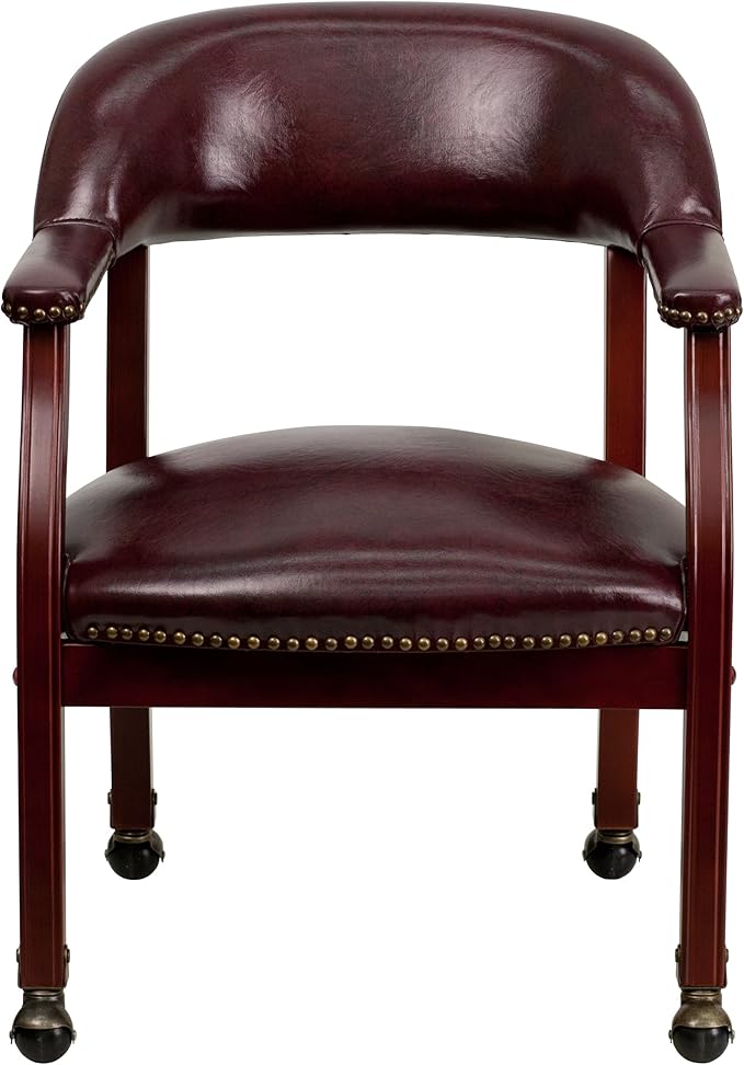 EMMA + OLIVER Oxblood Vinyl Luxurious Conference Chair with Casters