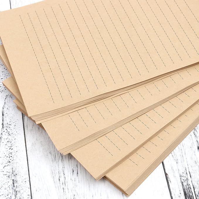 100Pcs Vintage Kraft A5 Lined Letter Paper Retro Writing Paper for Home Office Stationary1