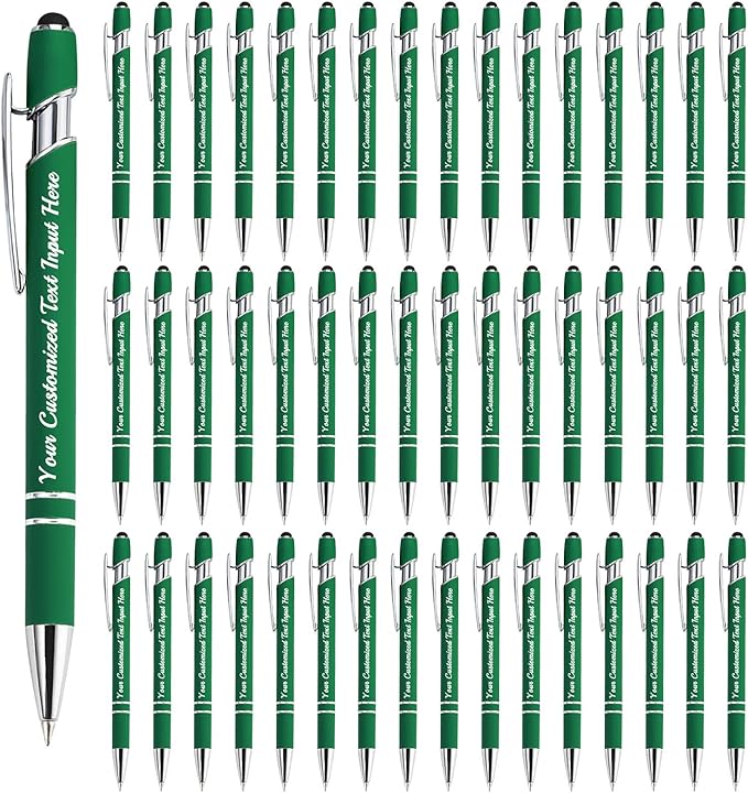 Personalized Ballpoint Pen 48pcs, Custom Pens Free Engraved Bulk with Name Logo, Soft Black Ink Stylus with Touch Metal Office, Gift for Anniversaries, Graduations, Birthdays