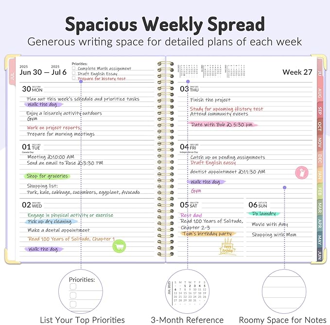 Jul 2025 - Dec 2026 Planner, Forvencer Academic Planner 2025-2026, 18 Month Daily Planner, 8.5" x 11", Weekly & Monthly Agenda Book, Hardcover Calendar Book, School Supplies for Student Teacher, Black