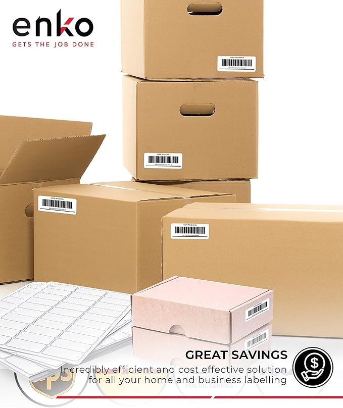 enKo - 3-1/2 x 5 Inch Label - White Blank - 4 Up Per Sheet Shipping Address Mailing Labels for Laser Inkjet Printer (900 Sheets, 3600 Labels)