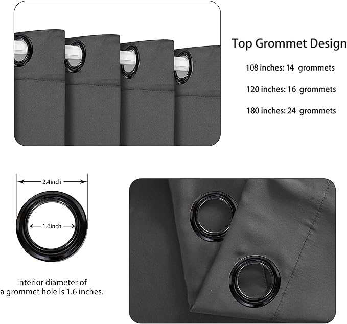 BONZER Room Divider Curtain Total Privacy Wall Grommet Thermal Insulated Soundproof Extra Wide Blackout Curtains for Bedroom Living Room, 84L x 108W Inch (7L x 9W ft), 1 Panel, Dark Grey