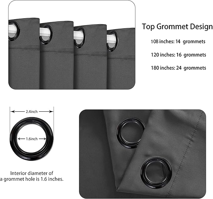 BONZER Extra Wide Room Divider Curtain Total Privacy Wall Grommet Top Thermal Insulated Blackout Curtains for Slide Window, 96L x 120W Inch (8L x 10W ft), 1 Panel, Dark Grey