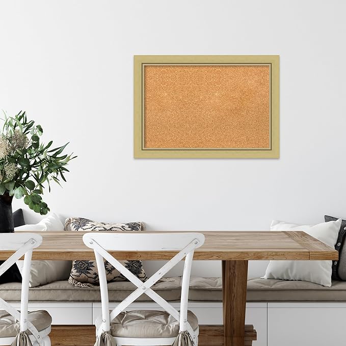 Amanti Art Natural Cork Board for Wall, 19x27 Vision Board with Gold Frame, Medium Corkboard Office Decor for Home Organization, Casual Corkboard Pinboard to display items for home organization