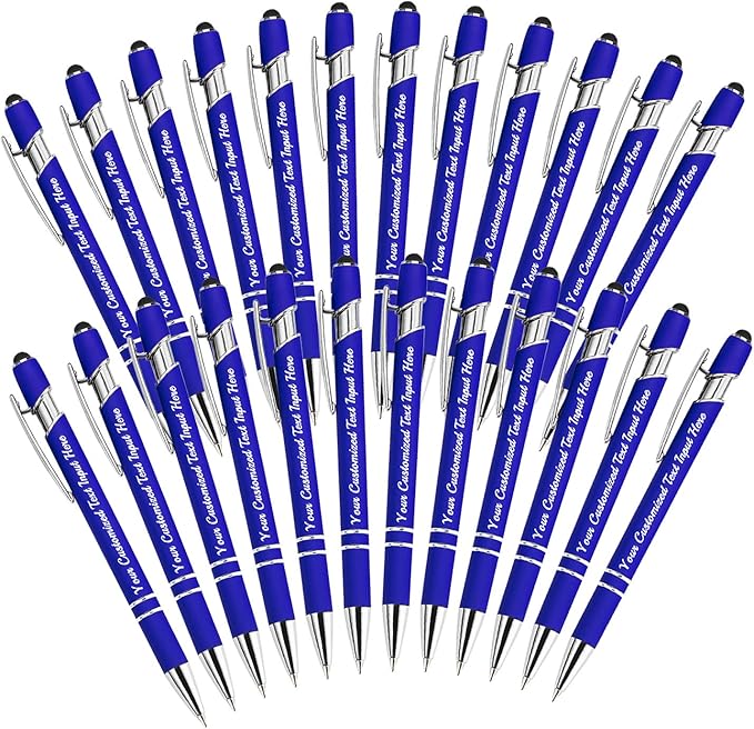 Personalized Ballpoint Pen 24pcs, Custom Pens Free Engraved Bulk with Name Logo, Soft Black Ink Stylus with Touch Metal Office, Gift for Anniversaries, Graduations, Birthdays