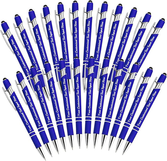 Personalized Ballpoint Pen 24pcs, Custom Pens Free Engraved Bulk with Name Logo, Soft Black Ink Stylus with Touch Metal Office, Gift for Anniversaries, Graduations, Birthdays
