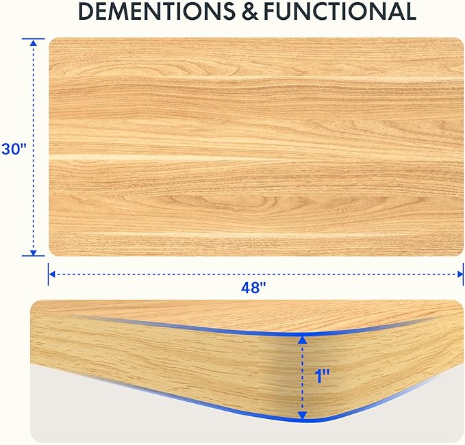 FLEXISPOT EN2 Whole-Piece Standing Desk with Clamp Power Strip, 48 x 30 Electric Stand Up Height Adjustable Desk with Cable Management (White Frame + 48" Maple Top, 2 Packages)