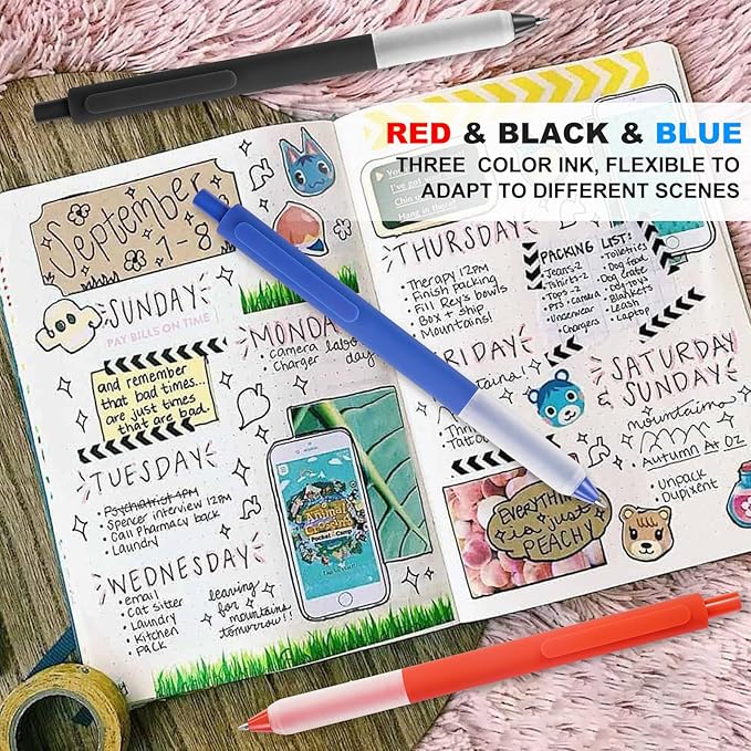 Pens Bulk, 100 Pcs Retractable Ballpoint Pens Medium Point (1.0mm) Rollerball Pens for Smooth Writing Women Men Gifts, (40Black&40Blue&20Red Ink) for Journaling School and Office Supplies Use