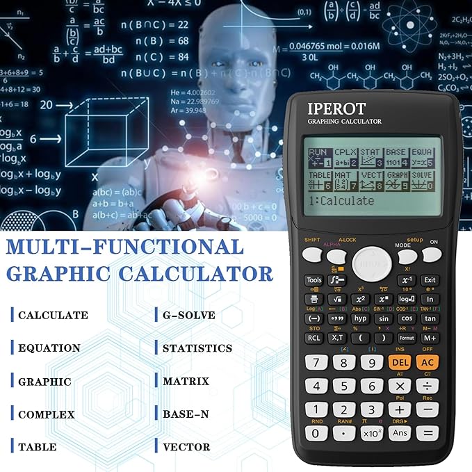 Scientific Calculators with Graphing Calculator, IPEROT Scientific Calculators 10 Modes/ 4 Graphing Functions, Desktop Math Calculator Ideal for School Supplies, Students, College, Teachers(Black)