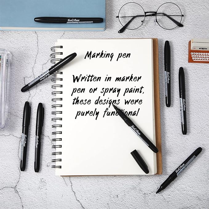 Thenshop 200 Pack Permanent Markers Bulk Black Permanent Marker Set Fine Point Marker Pens Waterproof Markers Works on Plastic, Wood, Stone, Metal and Glass