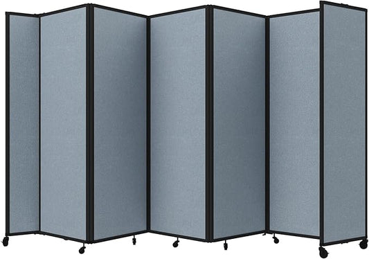 Versare Room Divider 360 Portable Wall Partition | Folding Panels | Large Freestanding Divider | Locking Wheels | Temporary Room Separator
