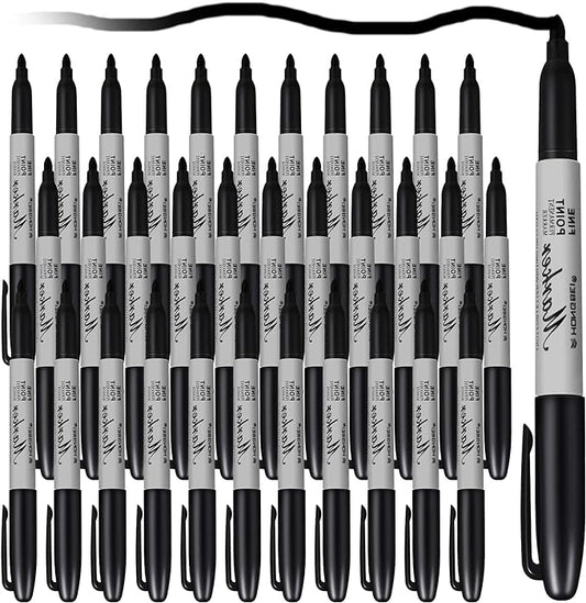 Thenshop 60 Pack Permanent Markers Bulk Black Permanent Marker Set Fine Point Pens Work on Wood, Metal, Stone, Glass