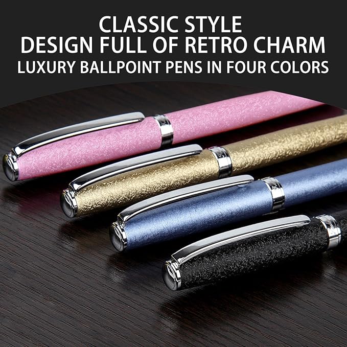 Nice pens,luxury pen with cace,fancy pens Ballpoint Pen Smooth writing experience stylish design effortless writing executive pen-Gift Box with 0.5mm Black Extra 2 Refill (Pink)