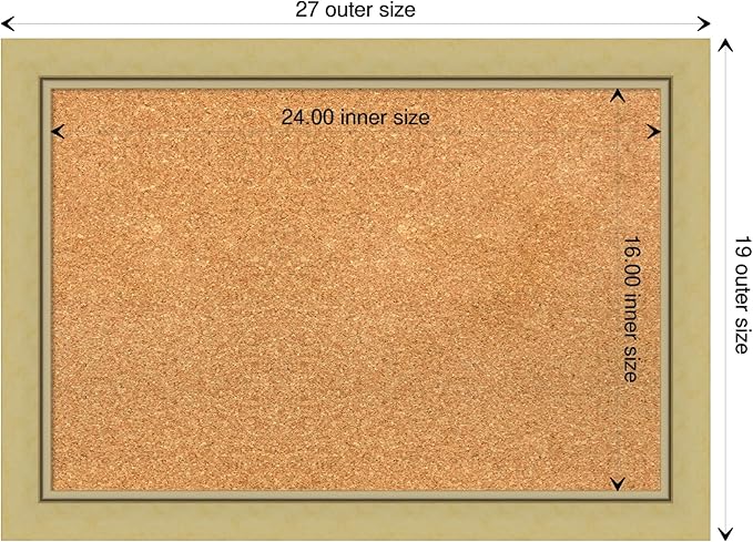 Amanti Art Natural Cork Board for Wall, 19x27 Vision Board with Gold Frame, Medium Corkboard Office Decor for Home Organization, Casual Corkboard Pinboard to display items for home organization