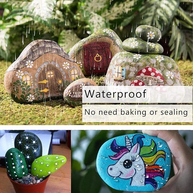 Paint Marker Pens - 5 Colors Permanent Oil Based Paint Markers, Medium Tip, Quick Dry and Waterproof Assorted Color Marker for Metal, Wood, Fabric, Plastic, Rock Painting, Stone, Mugs, Canvas, Glass