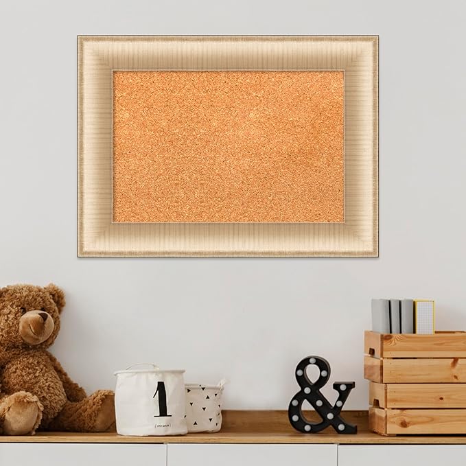 Amanti Art Natural Cork Board for Wall, 17x23 Vision Board with Gold Frame, Small Corkboard Office Decor for Home Organization, Casual Corkboard Pinboard to Display Items for Home Organization in