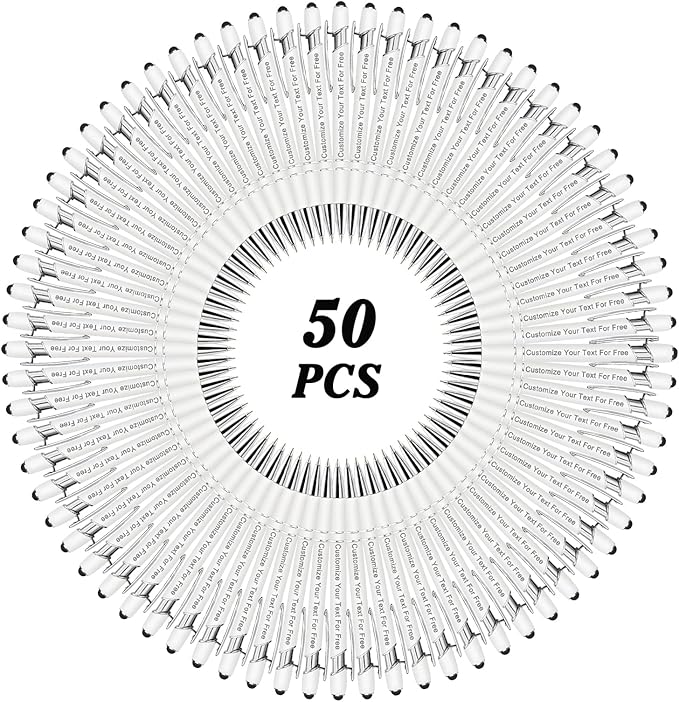 Max 500 Pcs Personalized Pens Bulk, Custom Pens with Free Engraving, Customized Stylus Tip Ballpoint Pen with Your Name Massage Text for School Office Business Graduation Anniversaries-50 Packs