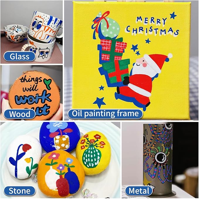 Permanent Paint Pens Blue Paint Markers 12 Pack Oil Based Markers, Quick Drying and Waterproof Marker Pen, Car Tire, Metal, Rock Painting, Wood, Plastic, Canvas, Craft Supplies for Adults