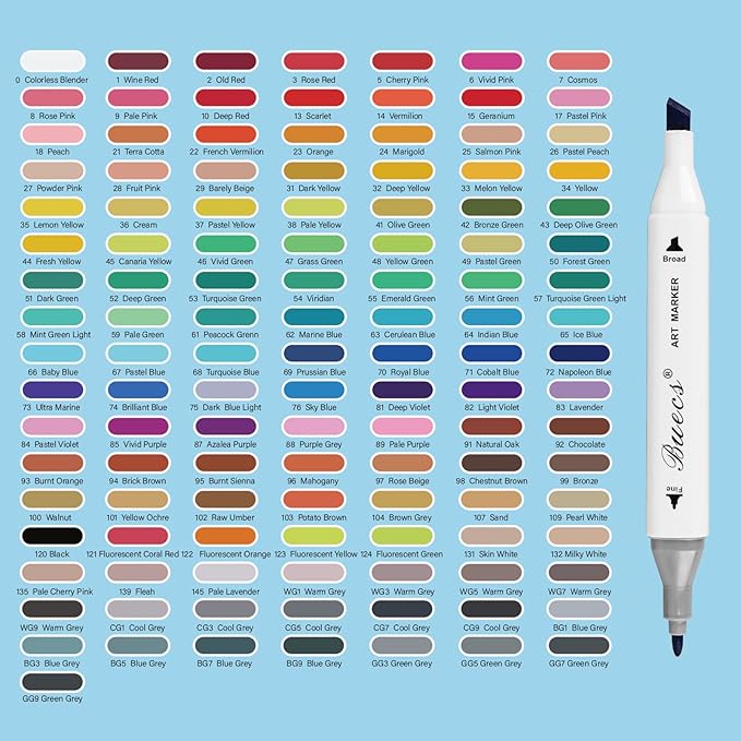 Alcohol Markers: Double Tipped Art Marker, 120 Count, suitable for Adults Artists Painting, Coloring Drawing Sketching, Multicolor