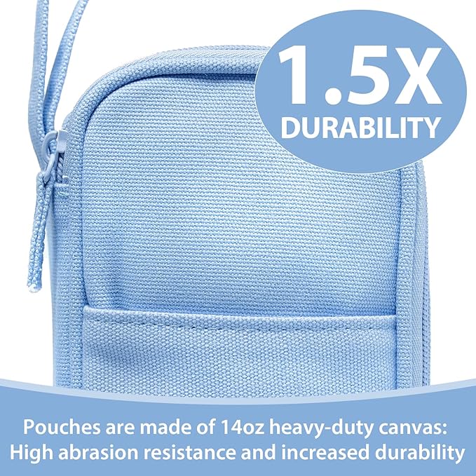 Pencil Case Pouch Box Bag School Supplies Girls Boys Kids, Cute Preppy Stuff Large Big Capacity Aesthetic Pen Organizer, Back to College Stationary, Sky Blue, Heavy Duty Canvas, 1800ml