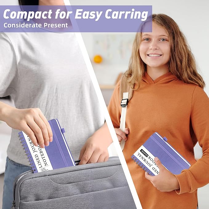 Lined Spiral Journal Notebook for Women & Men, College Ruled Hardcover Notebook for Work & Note Taking, Journals for Writing, 100 GSM, Business, School, 140 Pages, A5(5.8"x8.5") - Purple