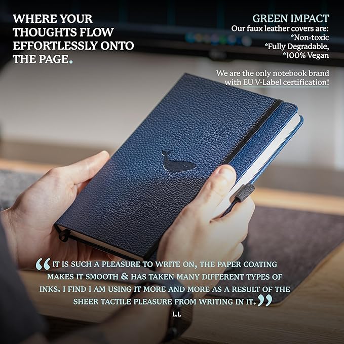 Dingbats* Wildlife Plain Writing Journal Notebook A5 - Vegan Leather Hardcover - Ideal for Work, Travel - Pocket, Elastic Closure, & Bookmark