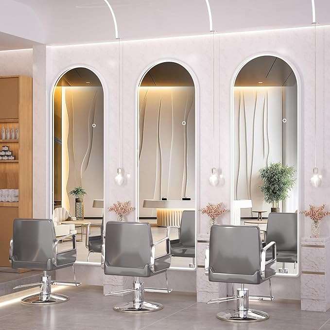 Hasipu 55" X 18" Full Length Mirror with Lights, White Frame Arch Led Mirror Full Length and 3 Colors Temperatures & Brightness Adjustable,Light Up Mirror Full Body for Bedroom Cloakroom Living Room