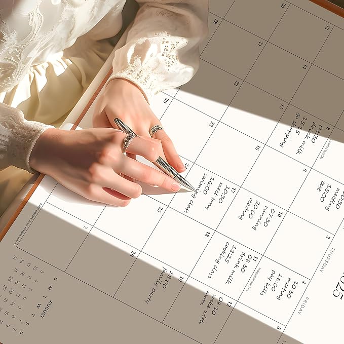 Simplified Desk Calendar 2025-2026 with Desktop Mat, Cabbrix Large Desk Pad Calendar 21" x 16-1/2" from July 2025 to December 2026, Desk Blotter Calendar for Home School and Office (Brown)