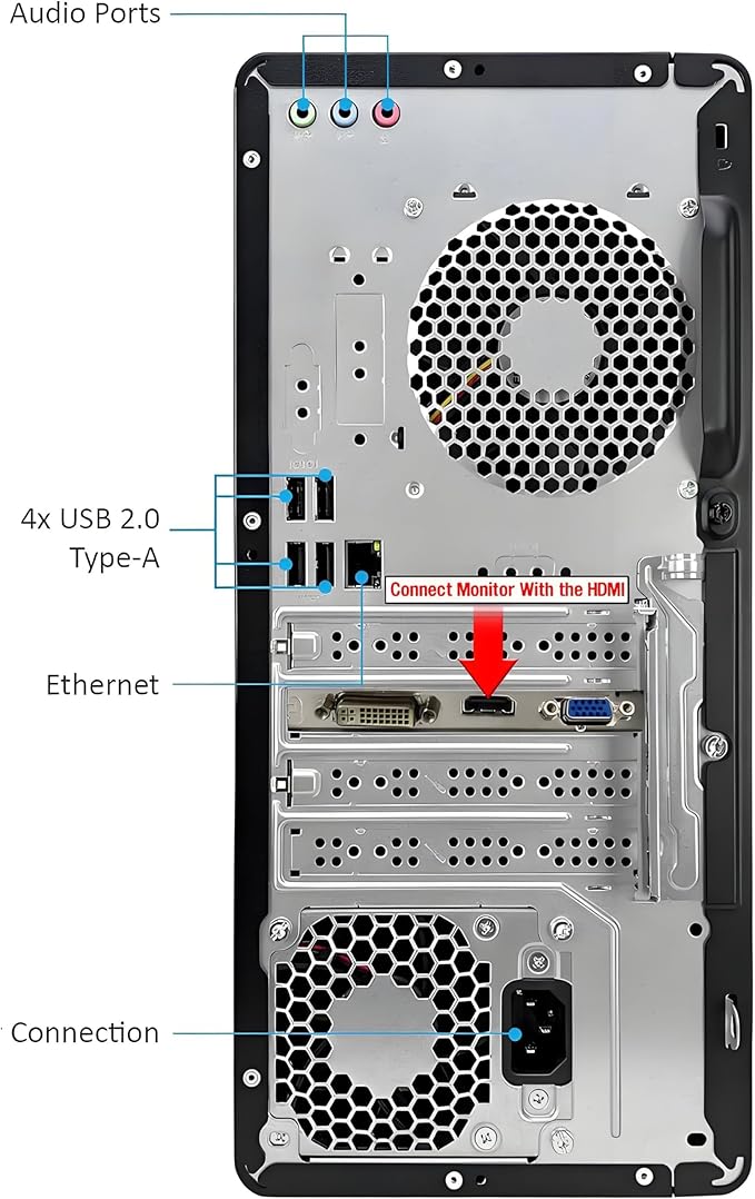 HP Pavilion Tower Desktop Computer, Intel 8-Core i7-10700F up to 4.8GHz, 32GB DDR4 RAM, 1TB PCIe SSD, GeForce GT 610 2GB, WiFi 6, Bluetooth, RJ-45, Type-C, KB & Mouse, Black, Windows 11 Pro, Tichang