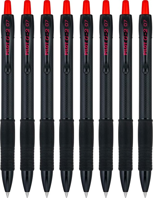 PILOT, G2 Edge Red Premium Gel Roller Pens, Sensory Writing Experience, 8ct box, Fine Point 0.7 mm