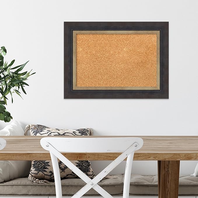 Amanti Art Natural Cork Board for Wall, 17x23 Vision Board with Black Wood Frame, Small Corkboard Office Decor for Home Organization, Casual Corkboard Pinboard to Display Items for Home Organization