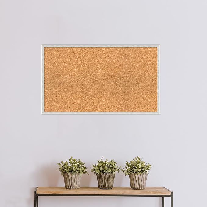 Amanti Art Natural Cork Board for Wall, 23x39 Vision Board with White Frame, Large Corkboard Office Decor for Home Organization, Modern Corkboard Pinboard to Display Items for Home Organization in