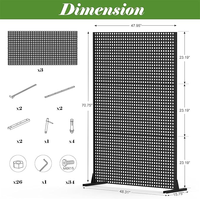 NicBex Room Divider 1 Panel Room Dividers with Rhombus Pattern Design Partition Room Dividers and Metal Privacy Screens Wall Divider for Outdoor, Room Separation,48.31" W x 15.75" D x 70.75" H, Black