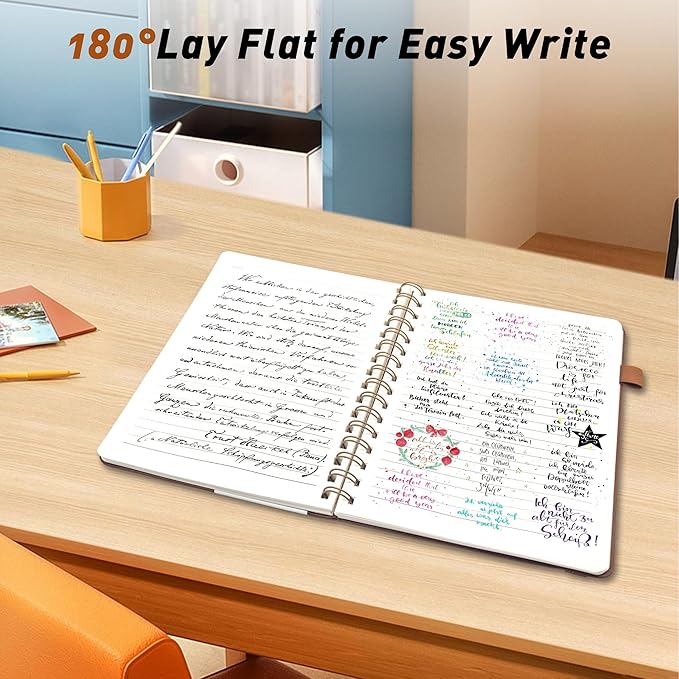 Lined Spiral Journal Notebook for Women & Men, College Ruled Hardcover Notebook for Work & Note Taking, Journals for Writing, 100 GSM, Business, School, 140 Pages, A5(5.8"x8.5") - Brown