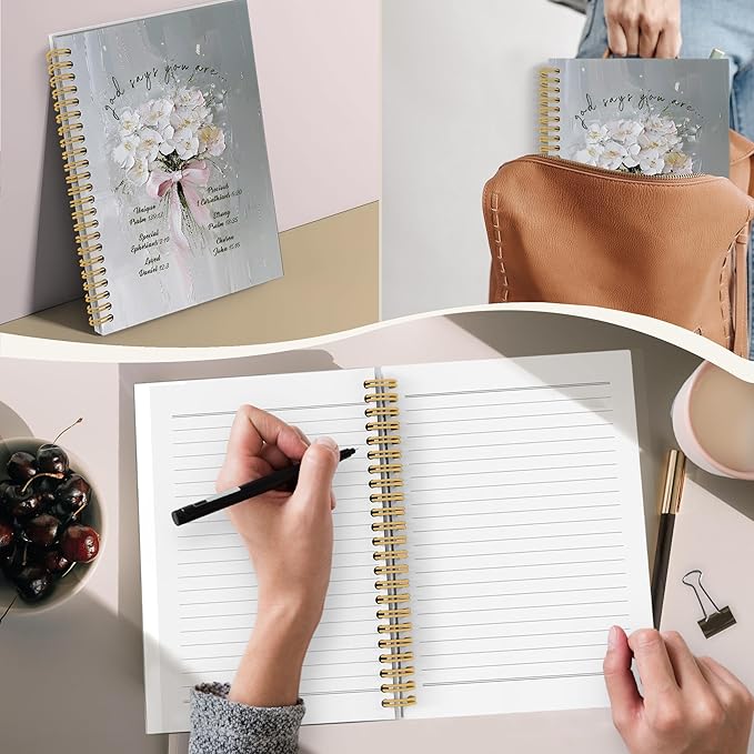 Christian Floral Spiral Notebook Journal, Vintage Hydrangea Flower Bible Notebooks for Note Taking, Christian Gifts for Women, Bible Journaling Hardcover Spiral Journal 5.5x8.3 Inches Writing Pads