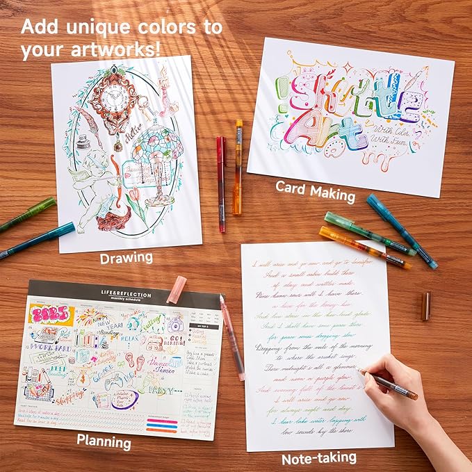 Shuttle Art Liquid Ink Rollerball Pens, 12 Vintage Colors Quick Drying 0.5mm Extra Fine Point Long Lasting for Writing Journaling Taking Notes Doodling School Office Home