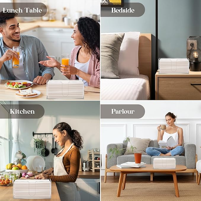 4Pack Acrylic Countertop Paper Towel Dispenser, Folded Paper Towel Dispenser Clear Trifold Napkin Holder, Suitable for Z-fold, C-fold or MultiFold Trifold Paper Towels for Bathroom Toilet and Kitchen