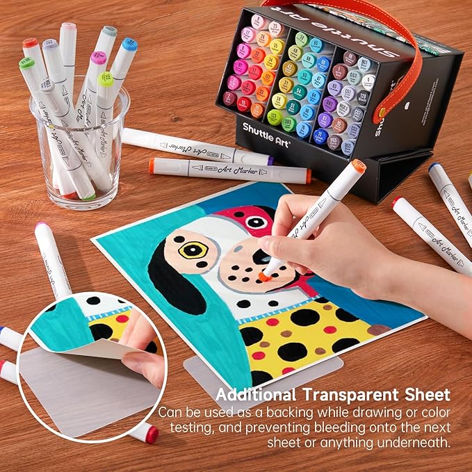 Shuttle Art Alcohol Markers Brush tip, Dual Tip Brush & Chisel Tip Art Marker Set, 50 Colors plus 1 Blender Permanent Marker Pens with Case Perfect for Illustration Students Adults Coloring