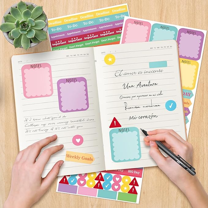 B1ykin Hardcover Ruled Journal Notebook with Planner Stickers, 196 Pages PU Leather Journal Notebook Journals Diary Notepad for Writing Travel Business Work School College Note Taking (Capybara)