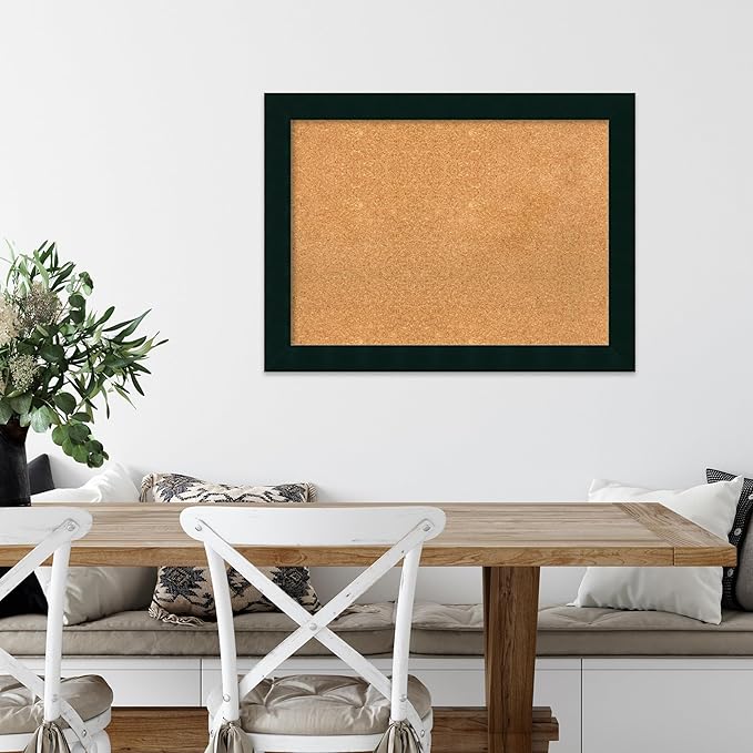 Amanti Art Natural Cork Board for Wall, 24x32 Vision Board with Black Wood Frame, Medium Corkboard Office Decor for Home Organization, Modern Contemporary Corkboard Pinboard to display items for home
